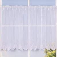 SCHÖNER LEBEN. Meterware Scheibengardine Meterware Voile Stickerei Ornamente nähfrei weiß 60cm, leicht perforiert, Polyester, bestickt