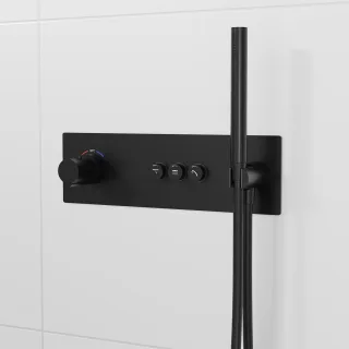 Steinberg Unterputzthermostat, mit pushtronic, für 3 Verbraucher,mit Mengenregulierung, schwarz matt 39042322S