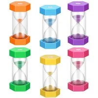 BlingBin Sanduhr 6 Stück Bunter Sanduhren für Kinder,Farbtimer, Zeitmesser Sanduhren Sanduhren Set 1/3/5/10/15/30 Minuten Geeignet für Küche, Zuhause