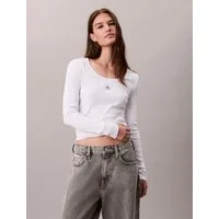 Calvin Klein Jeans Langarmshirt LS WOVEN LABEL 2X2 RIB SCOOP NEC Mit Rundhalsausschnitt, regular fit
