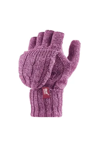 Women's Thermal Converter Fingerless Cable Knit 2.3 tog Handschuhe