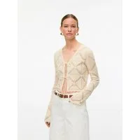 Vero Moda Strickjacke VMLOLA LS V-NECK BOW CARDIGAN NOOS Baumwolle, regular fit