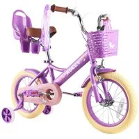 Vankel Kinderfahrrad 12/14/16 Zoll mit Stützrädern, 1 Gang, Für Mädchen 2–7 Jahre mit Korb & Puppensitz