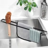 FELIXLEO Küchenorganizer-Set Spülbecken Organizer Abtropfgitter Schwarz 43cm Spüllappenhalter, (1-tlg)