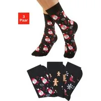 H.I.S Basicsocken Damen Weihnachtssocken (Packung, 3-Paar, 35-38 bis 39-42) mit lustigen Weihnachtsmotiven