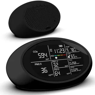 High Accuracy 10 in 1 PortableAir Quality Monitor CO2 TVOC HCHO PM2.5 PM1.0 PM10 AQI Alarm Temperature Humidity Display