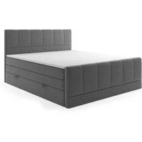 M-Punkt24 Boxspringbett Ibiza (Grau oder Schwarz, Liegefläche 180 x 200cm, inkl. 7 Zonen Taschenfederkernmatratze), mit Bettkasten, Topper, Fußteil