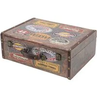 HMF Aufbewahrungsbox Vintage Koffer Holz, Aufbewahrungsbox mit Deckel und Ledergriff als, Geschenkidee für Hochzeit oder Geburtstag, Garage, 44 x 32 x 16 cm