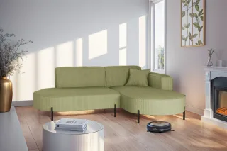 Ecksofa Designersofa VALENCIA XS in Stoff Scala Kiwi Ottomane Rechts