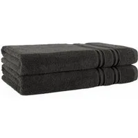 HAMMETEX Duschtuch 2er Set Badetücher 70x140 cm, 100% Baumwolle, Weich & Saugstark, Frottier (Set, 2-St), mit Bordüre, einfarbig, weich