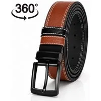 herémood Ledergürtel Herren Leder Gürtel 4cm, Ledergürtel, Herrengürtel, Vatertagsgeschenk (Gürtel Herren Cognac & Schwarz 135 cm - Premium Ledergürtel - handgefertigt - hochwertig verarbeitet - kürzbar, 1-St., Vatertagsgeschenk für Papa Mann) Männer