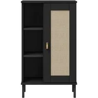 Woodroom Regal Moderner Holzschrank Valencia, Wohnzimmerschrank aus Kiefer, schwarz, 52x90x32 cm