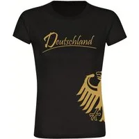 multifanshop T-Shirt Damen Deutschland - Adler seitlich Gold - Frauen