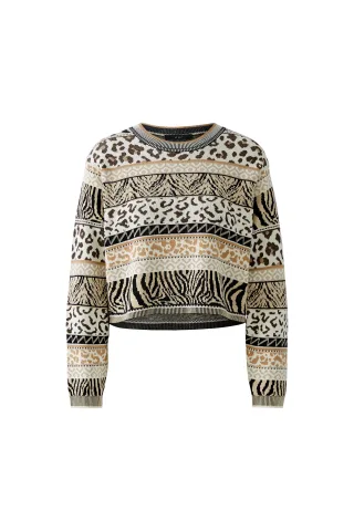 Oui - Pullover offwhite black - Gr. - 42