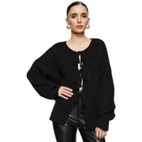 Worldclassca Cardigan WORLDCLASSCA Damen Cardigan Oversize Strickjacke mit Schleife Fashion Neue Kollektion - Stilvolle und gemütliche Strickmode für Damen