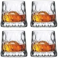 Pasabahce Whiskyglas 4er-Set Leafy Old Fashioned Special Design mit schwerem Boden, 300 ml, 4-tlg.