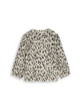 Tom Tailor - Bluse mit Leinenanteil sand stone beige abstract dot - Gr. - 40