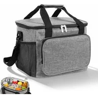 BlingBin Thermobehälter 15L/24L Kühltasche, Faltbar Isoliertasche Thermotasche für Essen, Oxford-Gewebe, (1er Set, 1-tlg., Fassungsvermögen: 15L, 31x20x23 cm), Wasserdicht Picknicktasche für Unterwegs Camping Auto Büro, Grau