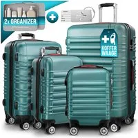 monzana Kofferset, Koffer Zwillingsrollen Zahlenschloss Waage Gurt Reisekoffer Grün