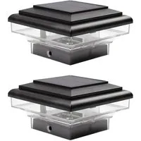 TUWENA Pfostenkappe 2 PCS Solar Pfostenkappen Licht Pfostenleuchte Außen Zaunpfosten Lampe (2 St), IP65 Wasserdicht für hölzerne Pfosten, Patio, Zaun beleuchtung