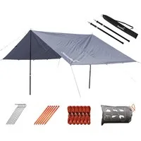 Skandika Sonnensegel XL 5 x 3 m + 2 Teleskopstangen, Sonnenschutz rechteckig, wasserdicht, UPF 50+, 3000 mm Wassersäule, Heringe, Regenschutz für Campen, Garten