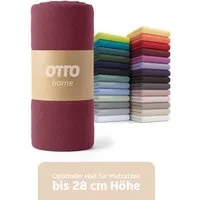 OTTO home Spannbettlaken BLACKBERRY in BASIC und PREMIUM Qualität, 100% Baumwolle, Jersey (110 g/m), Gummizug: rundum, (1 Stück), für hohe Matratzen bis 28 cm, Bettlaken, Spannbetttuch, pflegeleicht