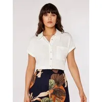 Apricot Klassische Bluse Leinenhemd mit Knöpfen mit Umschlagärmeln