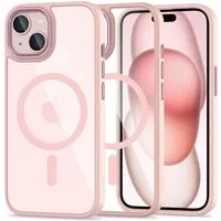 TECH PROTECT Handyhülle MagMat Schutzcase mit Magnetfunktion Kompatibel mit iPhone 15 Rosa 6,1, Transparentes Rosacase mit Magnetfunktion und griffigem TPU Schutz