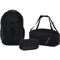 Satch Schulranzen Schulrucksack-Set MATCH Blackjack 3-teilig (3-teilig), Schulranzen, ergonomisch, 30 + 5 Liter