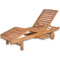 Hecht Gartenliege Resort A, Akazienholz, 199 x 62 x 30 cm (L x B x H), Ausziehbare Tische