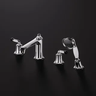 Steinberg Serie 355 4-Loch Wannenrand-Armatur, Chrom / Nero Marquina 355 2400