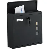 relaxdays Wandbriefkasten Briefkasten mit Sichtfenster, schwarz