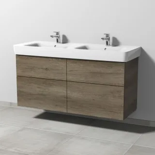 Sanipa 3way Waschtischunterbau zu Geberit Renova Plan Waschtisch mit 4 Auszügen, Eiche-Nebraska SM88237