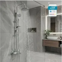 hansgrohe Wannenarmatur Vernis Blend Wannenmischer Set mit Aloni Handbrause und Regendusche (Spar-Set) Einhebel Badewannenarmatur, chrom oder schwarz matt