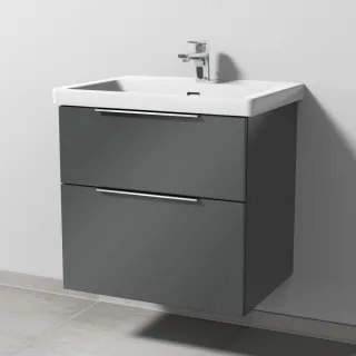 Sanipa 3way Waschtischunterbau zu Villeroy & Boch Subway 3.0 Waschtisch mit 2 Auszügen, Anthrazit-Gl UF84779