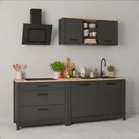 Inter Link Küchenzeile Pienza, Einbauküche, Küchenblock, Küchenmodul, Kompaktküche, Ohne E-Geräte, für Spüle/Spülmaschine, Kochfeld, B: 230 cm