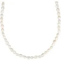 Hey Happiness Perlenkette mit weißen Süßwasserperlen, Collier 41-46 cm, 925er Silber Damen Halskette mit Perlen, Brautschmuck