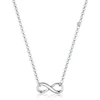 Elli DIAMONDS Collierkettchen Infinity Diamant Brillantschliff (0.015 ct) 925 Sterling Silber