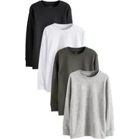 Next Langarmshirt 4 x Langarmshirts mit Hirschstickerei (4-tlg)