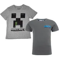 Minecraft Print-Shirt 2x Minecraft Kinder T-Shirts JUngen + Mädchen Gr.128 - 6 7 8 9 Jahre