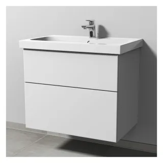 Sanipa 3way Waschtischunterbau zu Geberit iCon Light Waschtisch mit 2 Auszügen, Weiß-Soft SM57443
