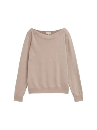 Tom Tailor - Strickpullover mit U-Boot-Ausschnitt braun - Gr. - M