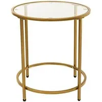 HOME DELUXE Beistelltisch MASEI, Ø 50 cm, Runder Beistelltisch, kleiner Glastisch
