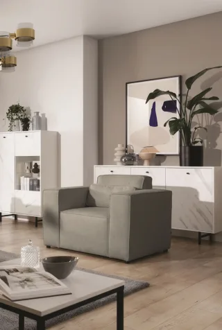 Sessel Designersessel WALDO in Stoff Brooklyn Dunkelgrau