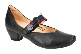 Think 3-000817-0010 AIDA Riemchen Pumps Schwarz Lackpunkte Ganzleder Bequem
