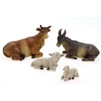 ELLUG Krippenfigur Krippenfiguren Tiere 4er Set Ochse, Esel, Schaf, Lamm (4 St)