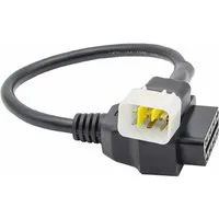 Bolwins J48C Adapter OBD zu OBD2 6pin KSR Brixton Benelli Kawasaki Delphi ECU Elektro-Kabel, OBD1 6-Pin Stecker für KSR Brixton Benelli Kawasaki Delphi ECU, OBD2 16-Pin Normbuchse (33 cm), präzise Verarbeitung, stabile Signalübertragung