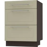 Feldmann-Wohnen Auszugsunterschrank Kvantum (Schubladen mit Teilauszug, Selbsteinzug und Soft-Close-Funktion, 1-St., Fronten mit dekorativen Fräsungen und leicht abgerundeten Ecken) 60x50x82cm lava - vanille (Q-D3M/60)
