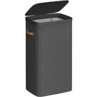 SONGMICS Wäschekorb mit Deckel und Griffen, mit herausnehmbarem Wäschesack, 100/170/190 L Wäschesammler 1/2/3 Fächer, Wäschetonne
