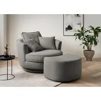 Home affaire Drehsessel MAISIE, Love Seat XXL Lese-Sessel, Big-Sessel mit Hocker, (2-St), Set in MEGA CORD und Web-Velours, drehbar 360 Grad